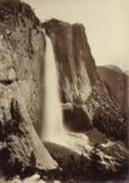 Upper Yosemite Falls From The Eagle Point Trail Oil Painting by Carleton Emmons Watkins