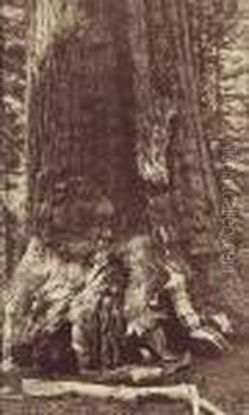 Section Grizzly Giant Oil Painting by Carleton Emmons Watkins