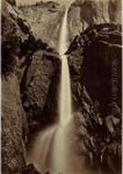 Yosemite Falls, View From The Bottom Yosemite Oil Painting by Carleton Emmons Watkins