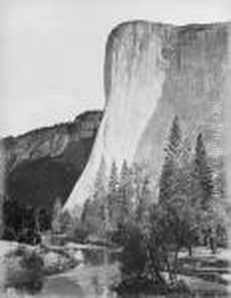 El Capitan Oil Painting by Carleton Emmons Watkins