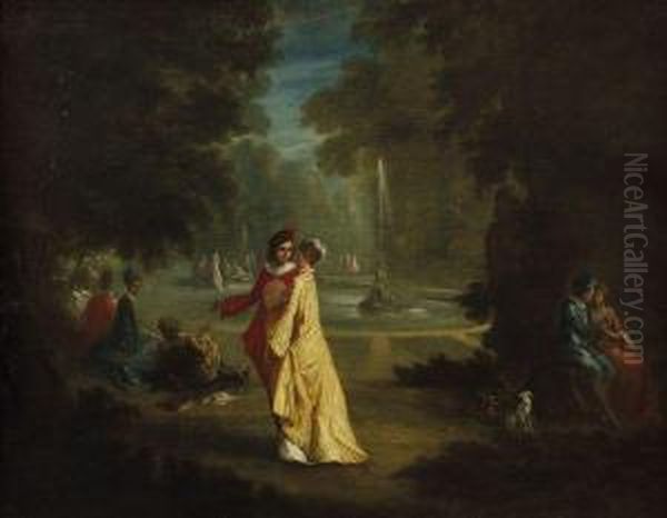 Couple Galant Dans Un Parc Oil Painting by Jean-Antoine Watteau