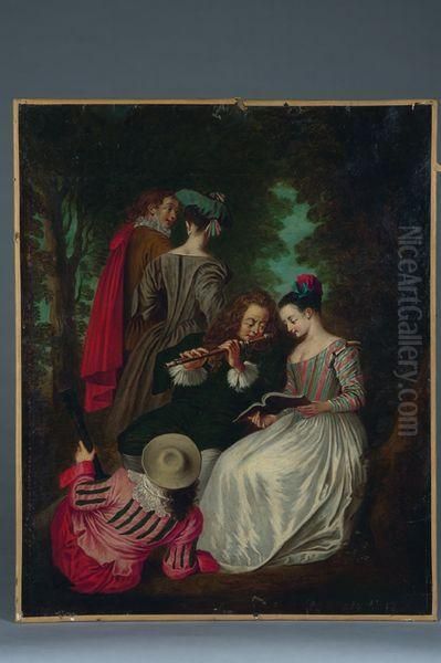 L'accord Parfait Oil Painting by Jean-Antoine Watteau