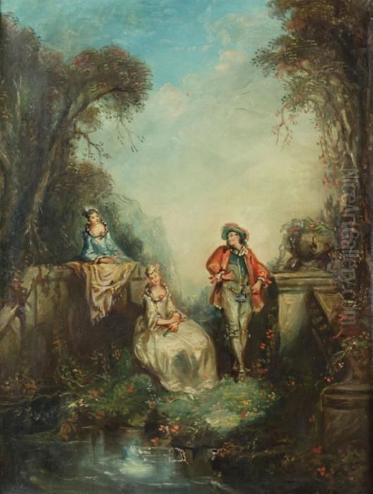 Scenes Galantes Oil Painting by Jean-Antoine Watteau