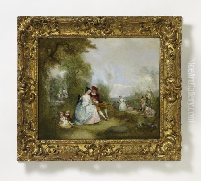Fete Galante Oil Painting by Jean-Antoine Watteau