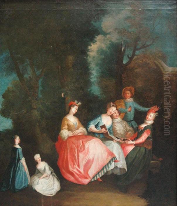 Garden Party Oil Painting by Jean-Antoine Watteau