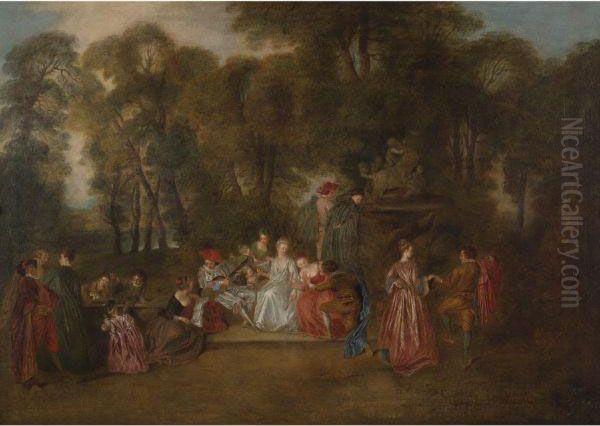 Fete Galante Oil Painting by Jean-Antoine Watteau