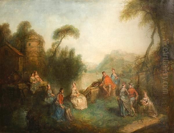 Fete Galante Oil Painting by Jean-Antoine Watteau