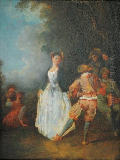 Le Menuet Oil Painting by Jean-Antoine Watteau