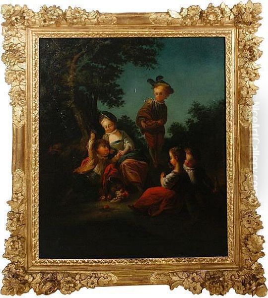Children Gathering Fruit Oil Painting by Jean-Antoine Watteau