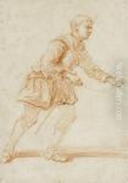 Man Pullingon A Rope Oil Painting by Jean-Antoine Watteau
