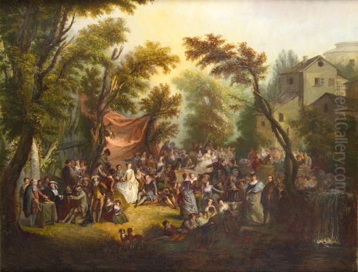 La Signature Du Contrat Ou La Noce De Village Oil Painting by Jean-Antoine Watteau
