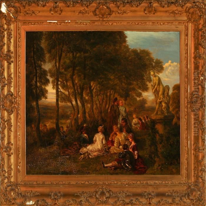 Fete Champetre Oil Painting by Jean-Antoine Watteau