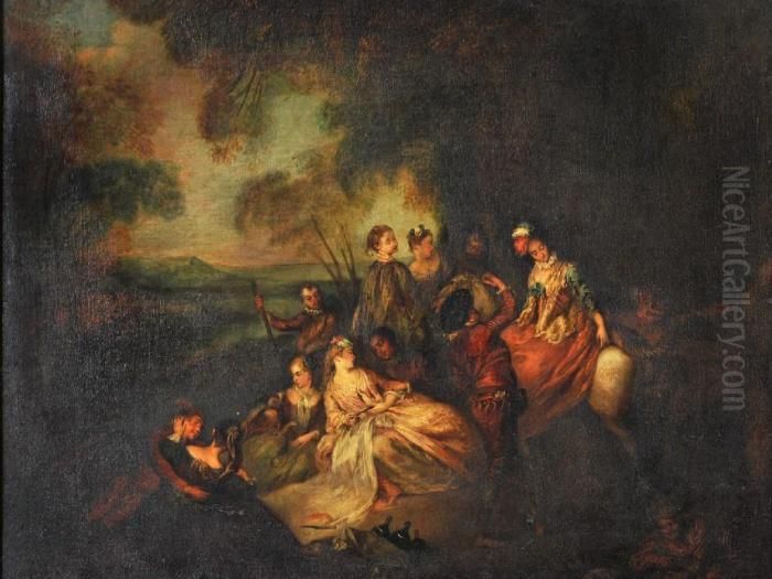 Fete Champetre Oil Painting by Jean-Antoine Watteau