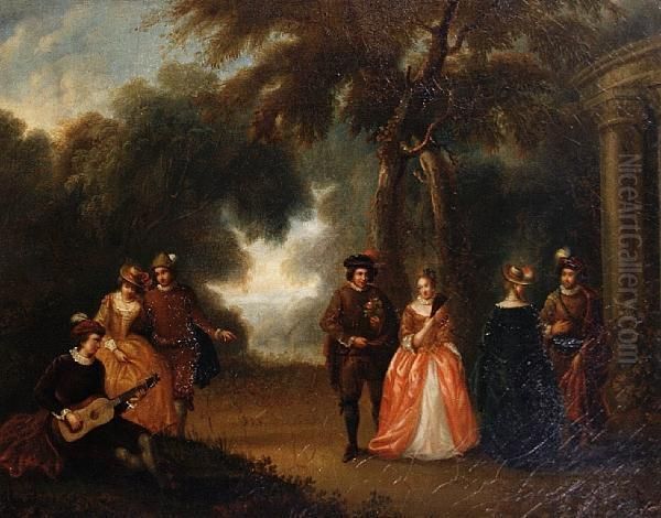 An Afternoon's Entertainment Oil Painting by Jean-Antoine Watteau