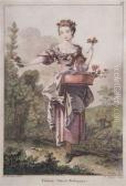 A Fashion Study Of A Lady Seated Oil Painting by Jean-Antoine Watteau