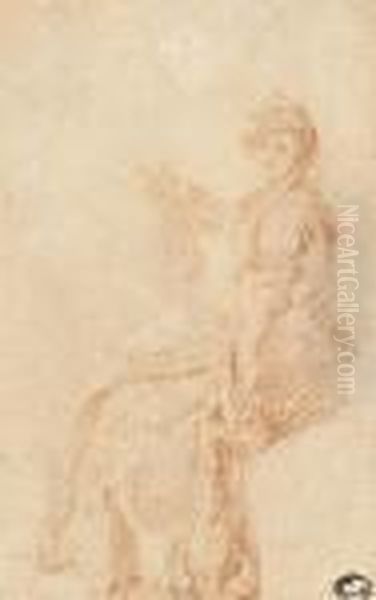 A Young Woman In A Polonais Costume, Seated And Turned To Theleft Oil Painting by Jean-Antoine Watteau