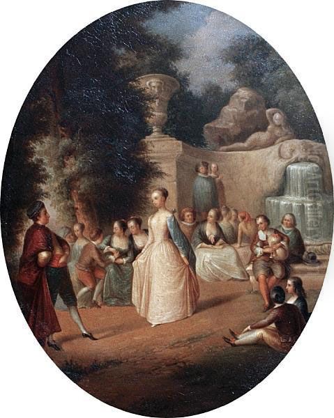 'fetes Venitiennes'; Fete Galante, A Pair Oil Painting by Jean-Antoine Watteau