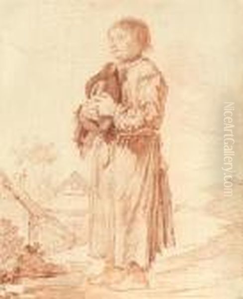 Standing Beggar Boy Oil Painting by Jean-Antoine Watteau