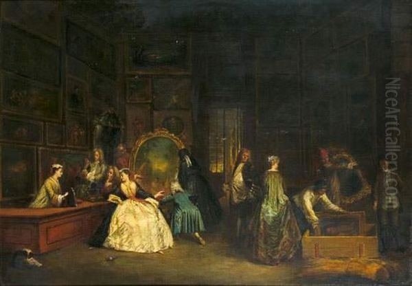 L'enseigne De Gersaint Oil Painting by Jean-Antoine Watteau