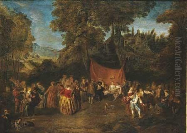 L'accordee Du Village Oil Painting by Jean-Antoine Watteau