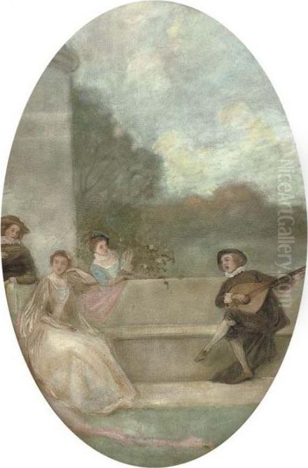 A Fte Champtre Oil Painting by Jean-Antoine Watteau