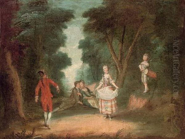A Fete Champetre Oil Painting by Jean-Antoine Watteau