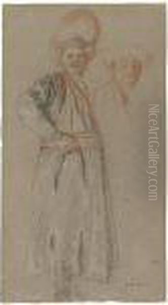 A Standing Man In Persian 
Costume, And A Study Of The Head And Shoulders Of Another Man Wearing A 
Cap Oil Painting by Jean-Antoine Watteau