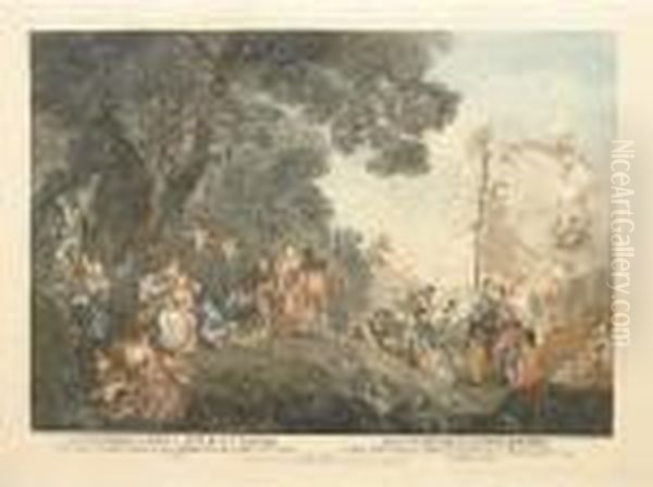 L'embarquement Pour Cythere Par Tardieu Oil Painting by Jean-Antoine Watteau