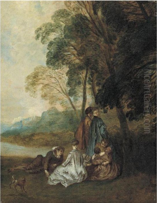 Fete Champetre Oil Painting by Jean-Antoine Watteau