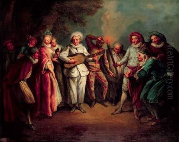 L'amour Au Theatre Italien Oil Painting by Jean-Antoine Watteau