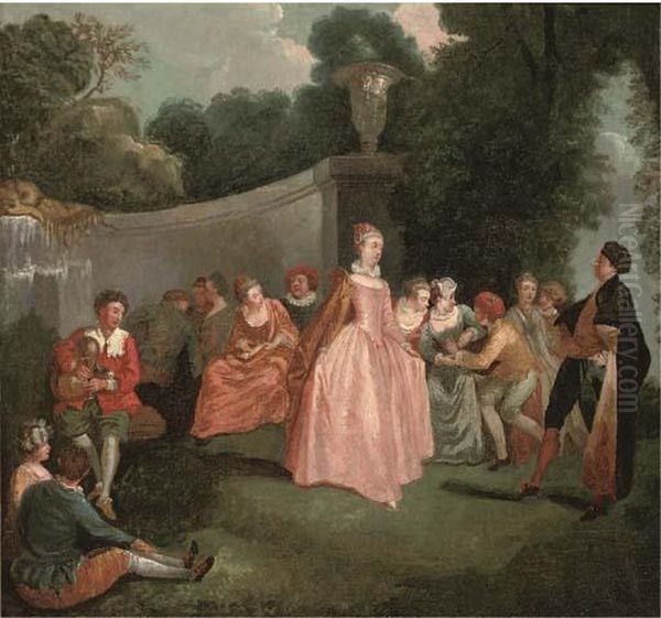 Les Fete Venitiennes Oil Painting by Jean-Antoine Watteau
