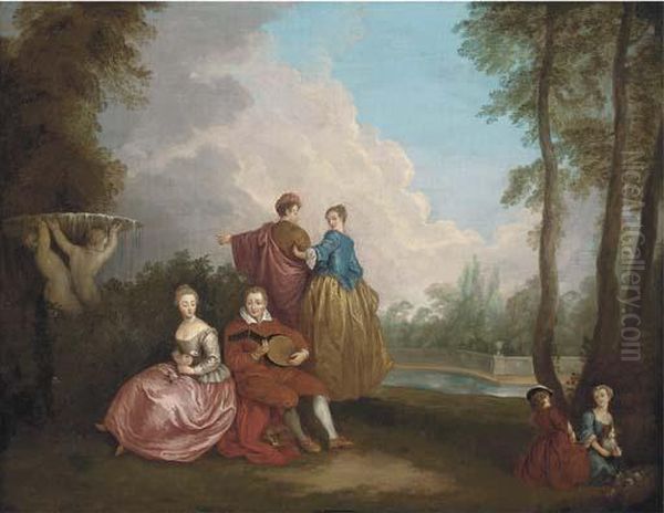 A Fete Champetre Oil Painting by Jean-Antoine Watteau