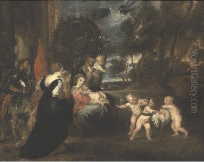 Rest On The Flight Into Egypt Oil Painting by Jean-Antoine Watteau