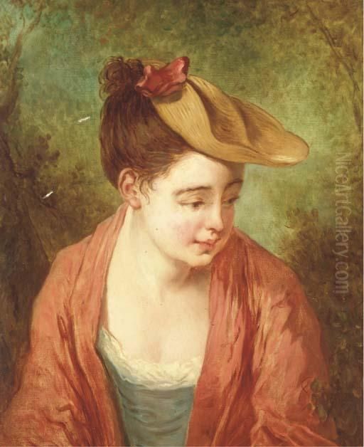 Portraits De Jeune Fille En Buste Oil Painting by Jean-Antoine Watteau
