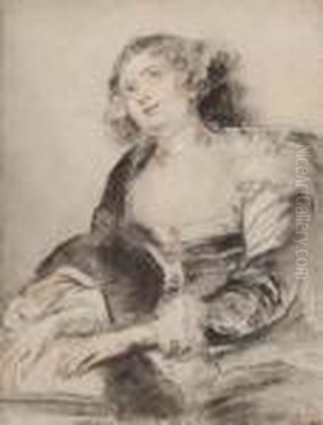 Saint Cecilia (after Rubens) Oil Painting by Jean-Antoine Watteau