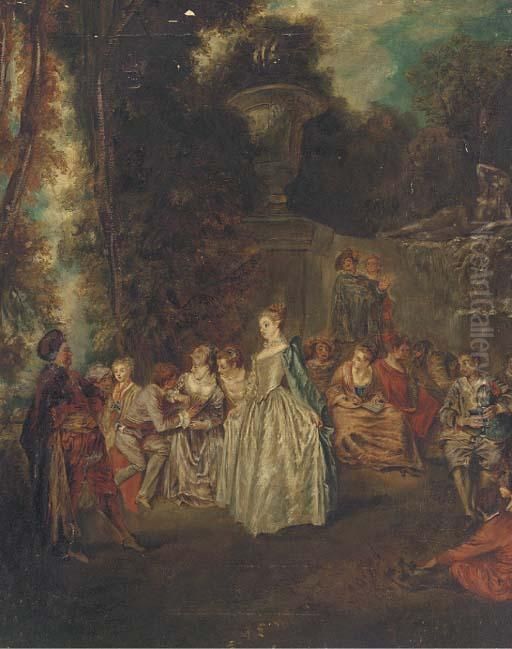 Les Fetes Venitiennes Oil Painting by Jean-Antoine Watteau