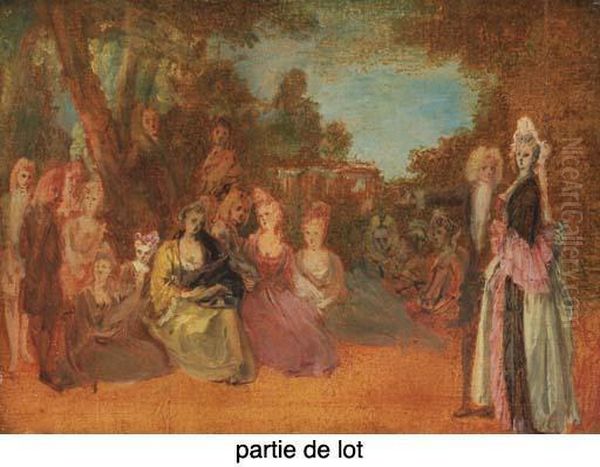 Esquisses: Assemblee De Personnages Dans Un Parc; Un Concert Dansun Parc Oil Painting by Jean-Antoine Watteau