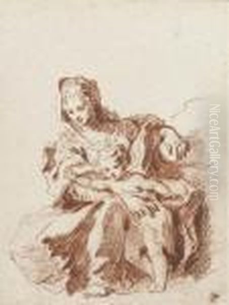 The Virgin And Child, After Schedoni Oil Painting by Jean-Antoine Watteau