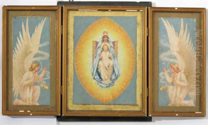Madonna And Child With Adoring Angels Oil Painting by Frederick Judd Waugh