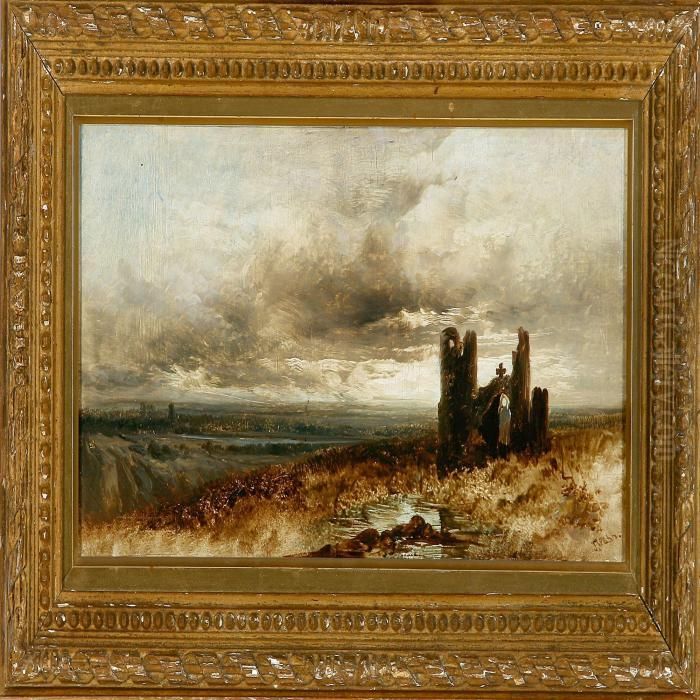 Landscape With A Ruin Oil Painting by James Webb