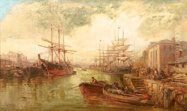 The Crowded Harbour At Douglas, Isle Of Man Oil Painting by William Edward Webb