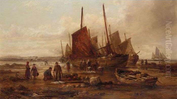 Sorting The Catch Oil Painting by William Edward Webb