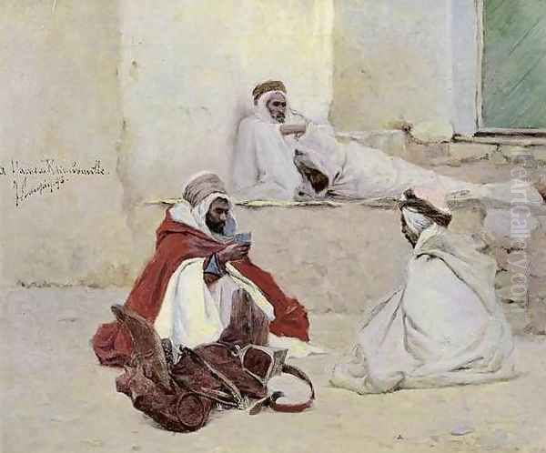 Resting in the Shade (Le repos &agrave; l'ombre) Oil Painting by Jules-Charles-Clement Taupin