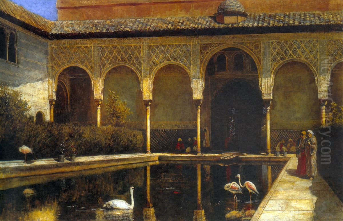 A Court In The Alhambra In The Time Of The Moors Oil Painting by Edwin Lord Weeks