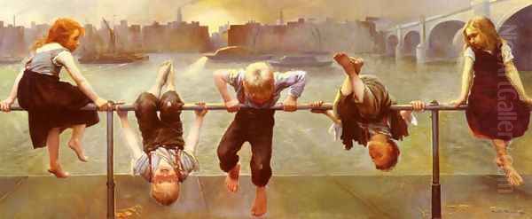 At Play Oil Painting by Dorothy, nee Tennant Stanley