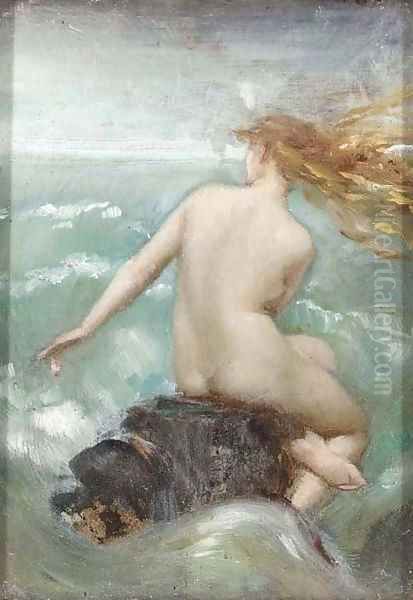 A female nude on a rocky coastline Oil Painting by Dorothy, nee Tennant Stanley