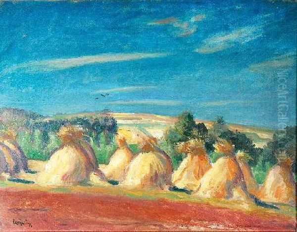 Pejzaz Ze Snopami Oil Painting by Wojciech Weiss
