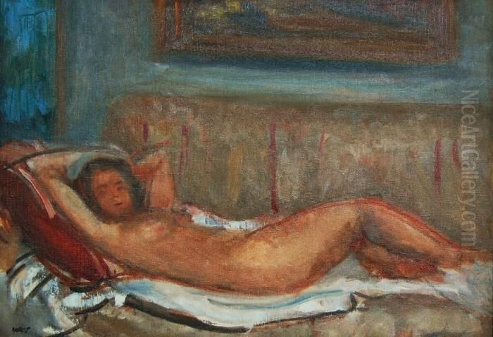 Akt Lezacy Oil Painting by Wojciech Weiss