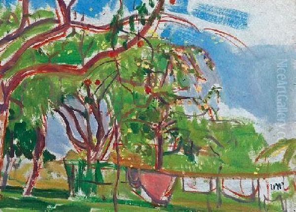 Sad Z Suszaca Sie Bielizna Oil Painting by Wojciech Weiss