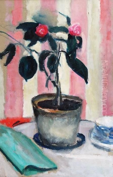 Doniczka Z Azalia Oil Painting by Wojciech Weiss